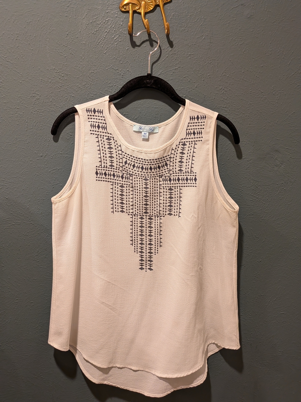 She + Sky Embroidered Sleeveless Tank Top